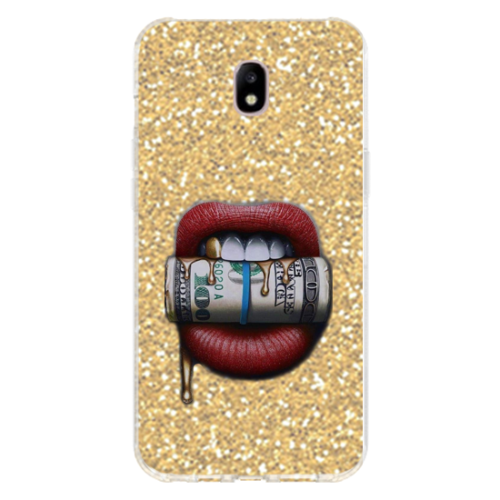 כיסוי money kiss שם זהב נצנצים Galaxy J7 pro