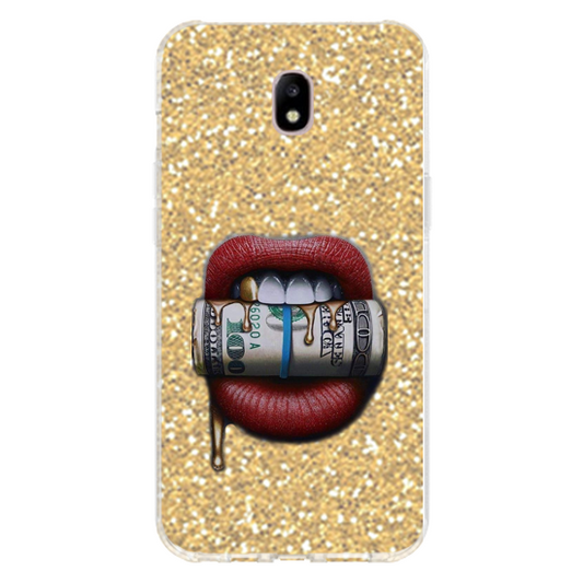 כיסוי money kiss שם זהב נצנצים Galaxy J7 pro