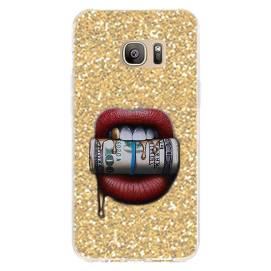 כיסוי money kiss שם זהב נצנצים Galaxy S7E