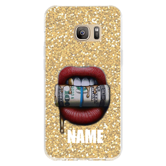 כיסוי money kiss שם זהב נצנצים Galaxy S7E