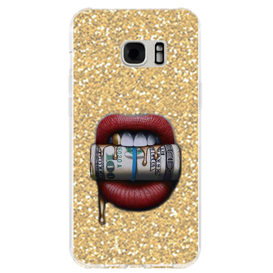 כיסוי money kiss שם זהב נצנצים Galaxy S7