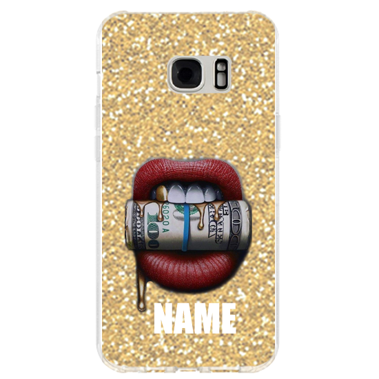 כיסוי money kiss שם זהב נצנצים Galaxy S7