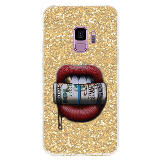 כיסוי money kiss שם זהב נצנצים Galaxy S9