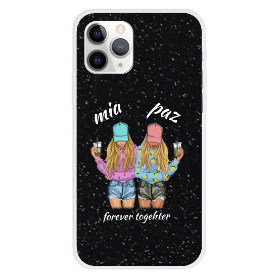 כיסוי שם FOREVER TOGHETER שחור נצנצים אייפון 12 PRO MAX